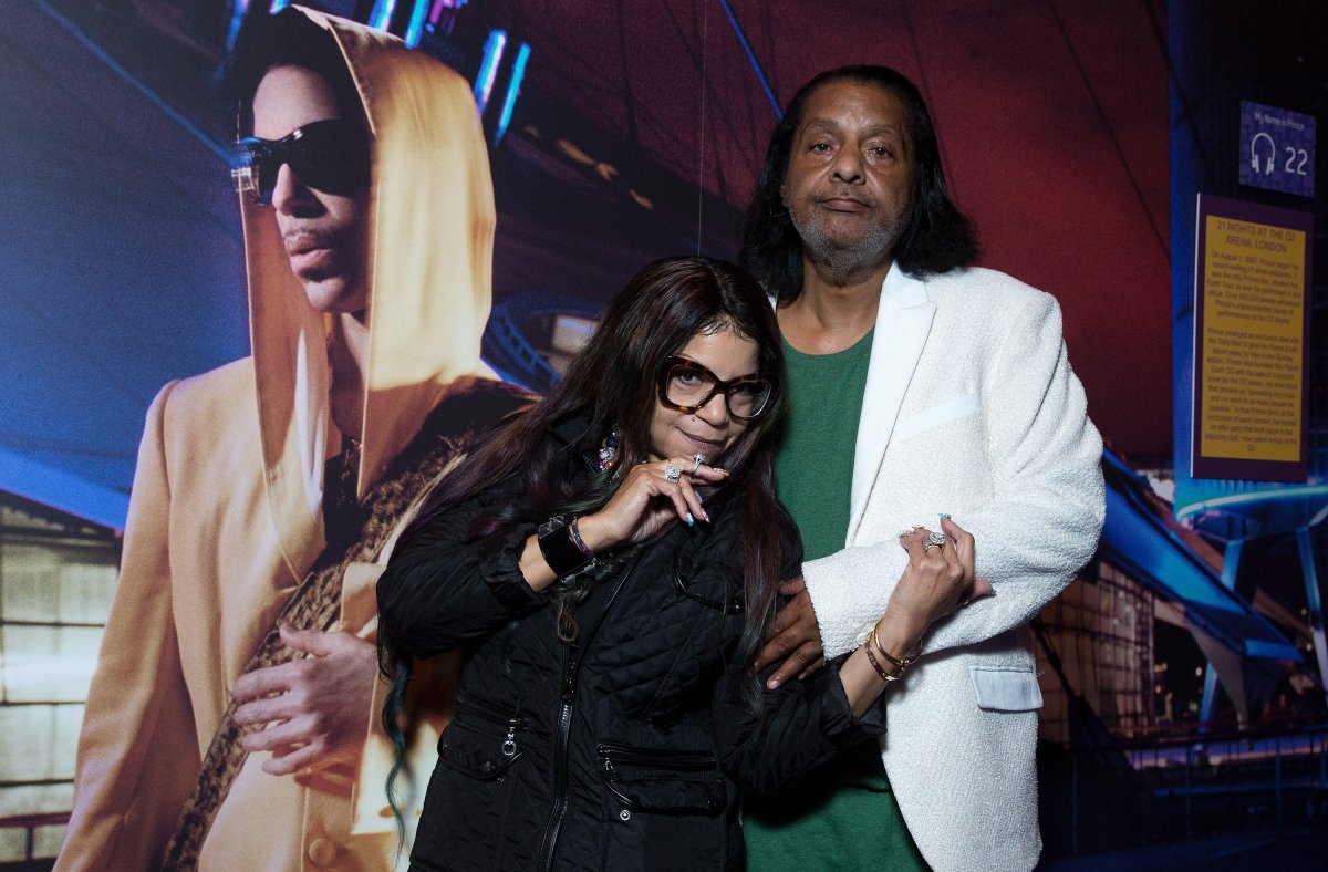 Tyka Nelson, Prince's sister, and Alfred Jackson, Prince's half-brother, attend a private viewing of the 'My Name is Prince' exhibition at the O2 Arena on Oct. 26, 2017 in London, England. 