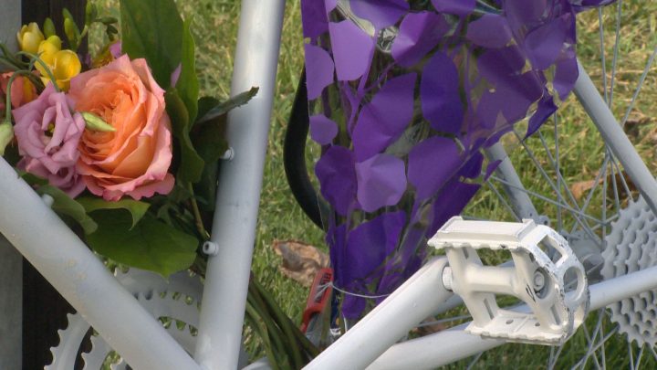 Sunday's Ghost Bike Memorial Ride started at Reworks Upcycle Shop and ended near the crash site where a cyclist was killed in July.