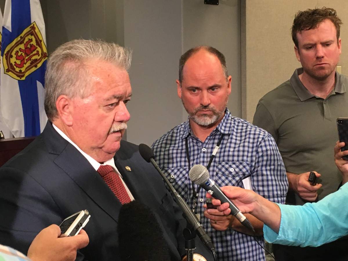 NS Transportation & Infrastructure Renewal Minister Lloyd Hines speaks to reporters.