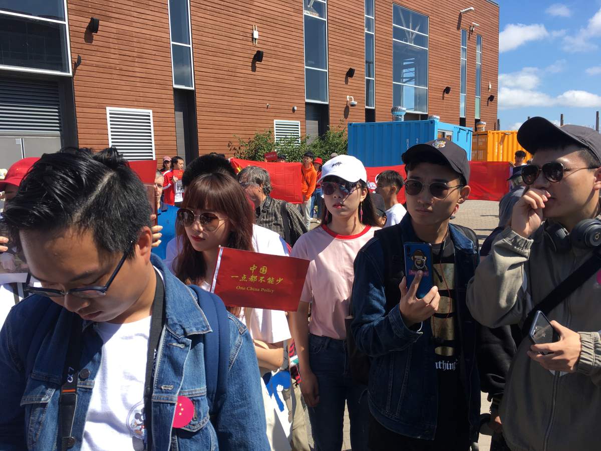 Members of the Hong Kong and Chinese diaspora face off in duelling protests in Halifax on Sat. Aug. 17, 2019.