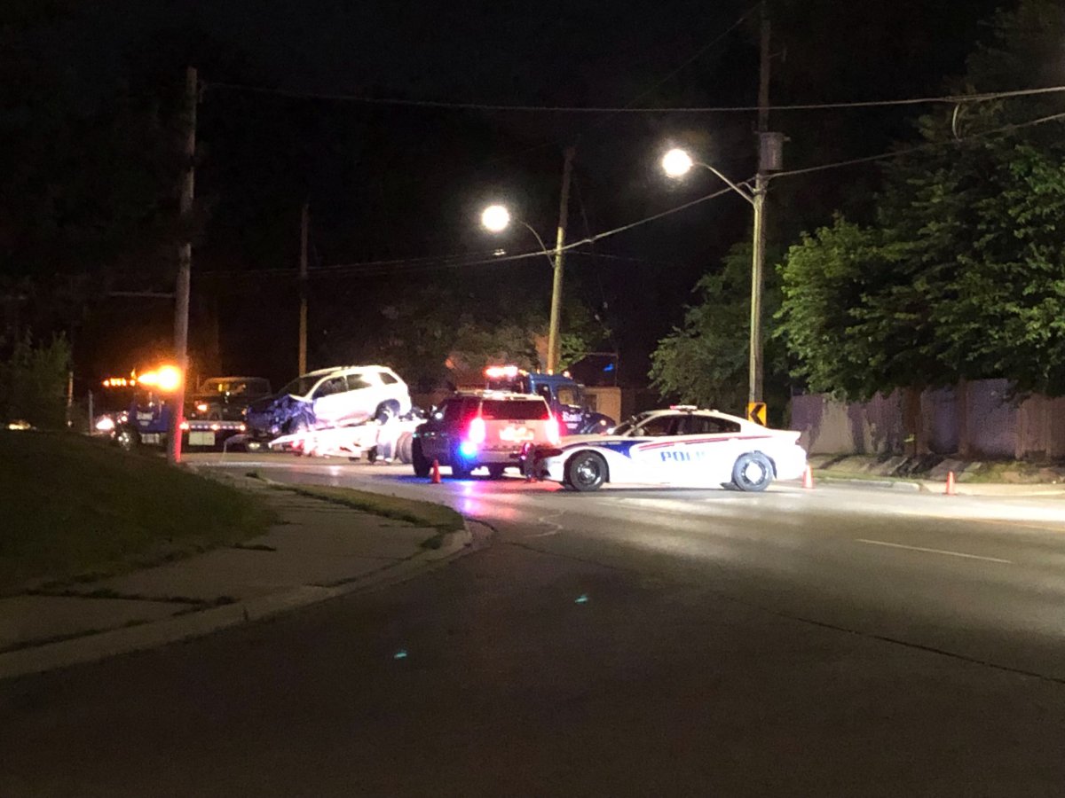 Wellington Road was closed between Weston Street and Bond Street as police investigate a collision early Monday morning.