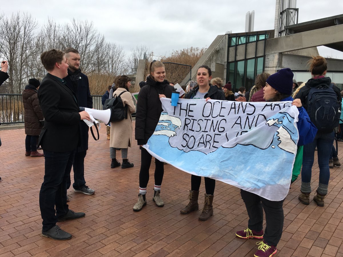 Demonstration against climate change at Trent University.