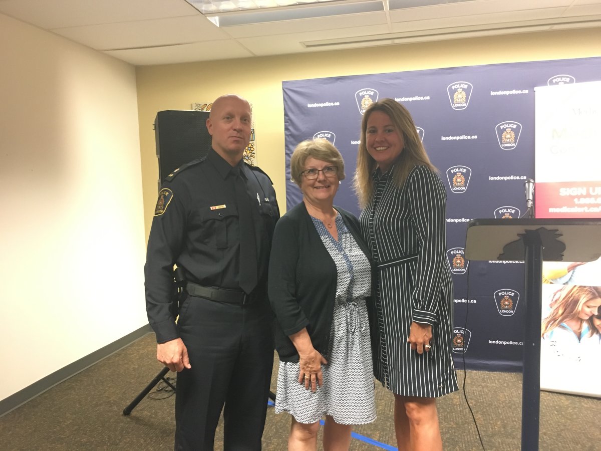 Deputy Chief Stuart Betts (left), Deb Weber (middle), and Catherine Horlock, the Director of Strategic Alliances and Member Experience with MedicAlert.