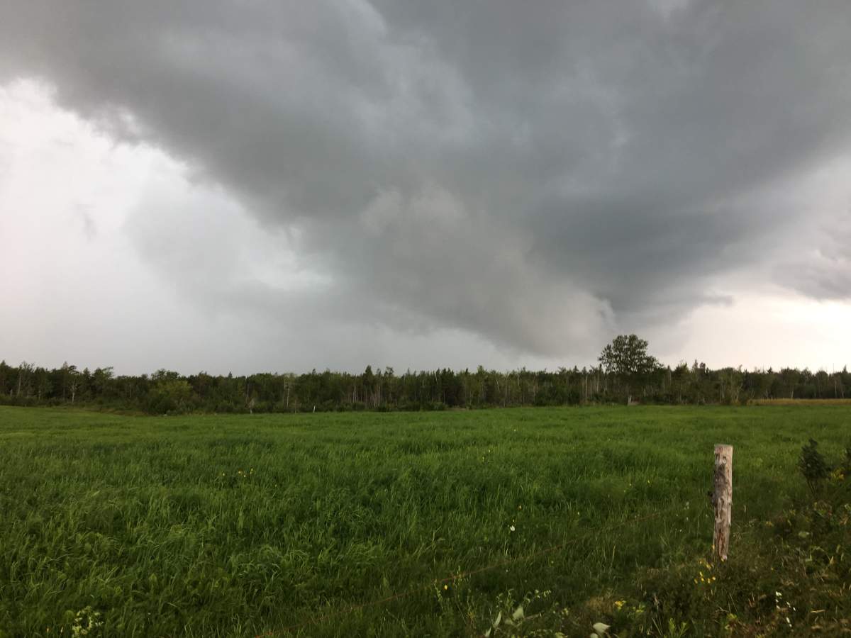 A thunderstorm moves through Fredericton, N.B., on Aug. 10, 2019.