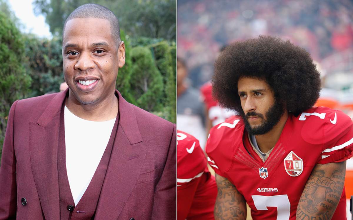 (L-R) Jay-Z and Colin Kaepernick.