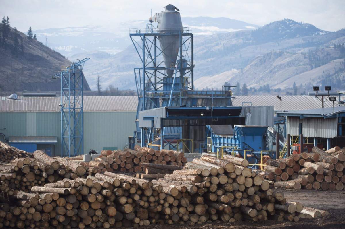 Softwood lumber is pictured at Tolko Industries in Heffley Creek, B.C., Sunday, April, 1, 2018. 