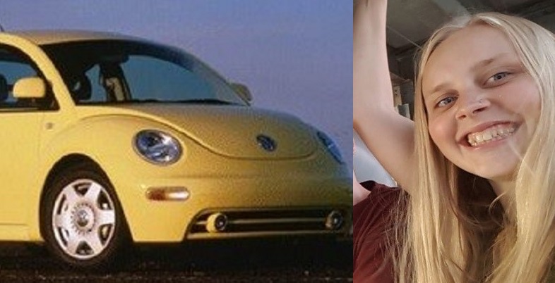 Police say the woman left Vernon around noon on Sunday in a yellow Volkswagen Beetle. 