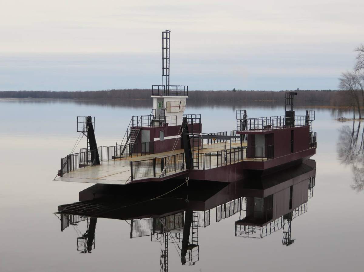 Ottawa fire officials say two people were sent to hospital after a pontoon boat and the Quyon ferry collided on the Ottawa River on Monday evening.