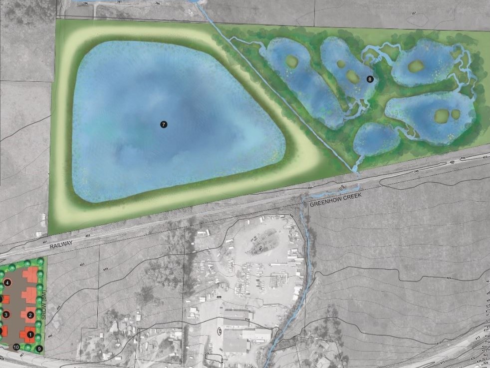 A concept plan showing the proposed facilities for the North Okanagan Water Recovery Project.