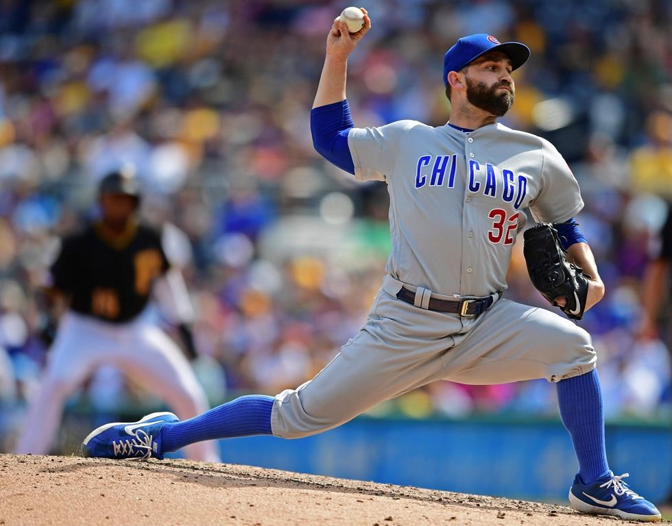 Chicago Cubs relief pitcher Tyler Chatwood delivers in the seventh inning of a baseball game against the Pittsburgh Pirates, Saturday, Aug. 17, 2019, in Pittsburgh. (AP Photo/David Dermer).