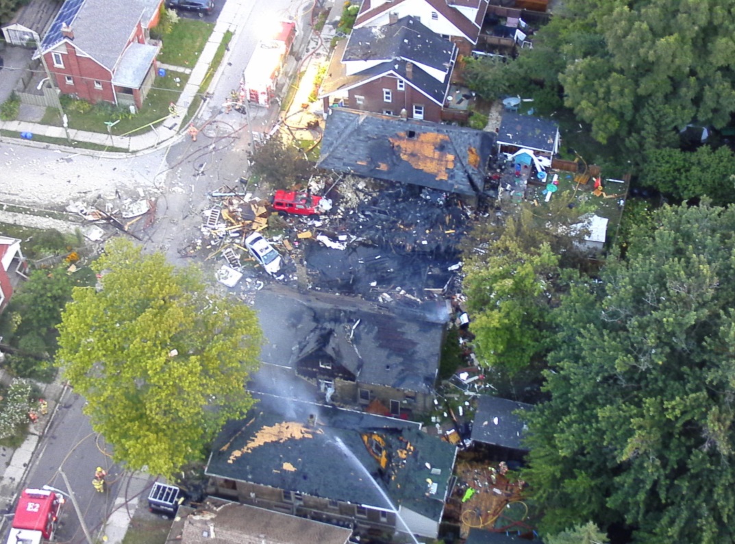 An explosion rocked the London neighbourhood of Old East Village late Wednesday August 14, damaged multiple homes in the area.