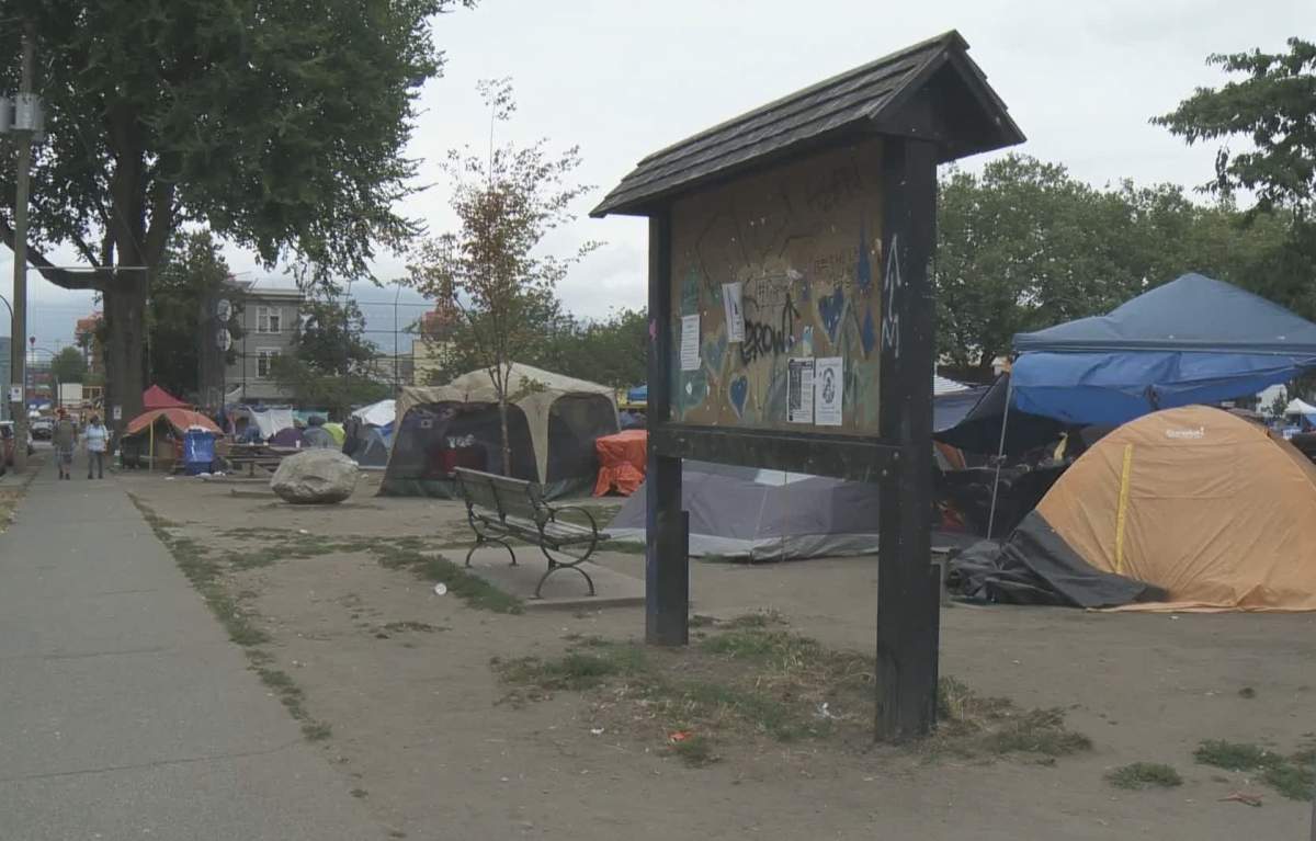 Tents at Vancouver's Oppenheimer Park on Aug. 16, 2019.