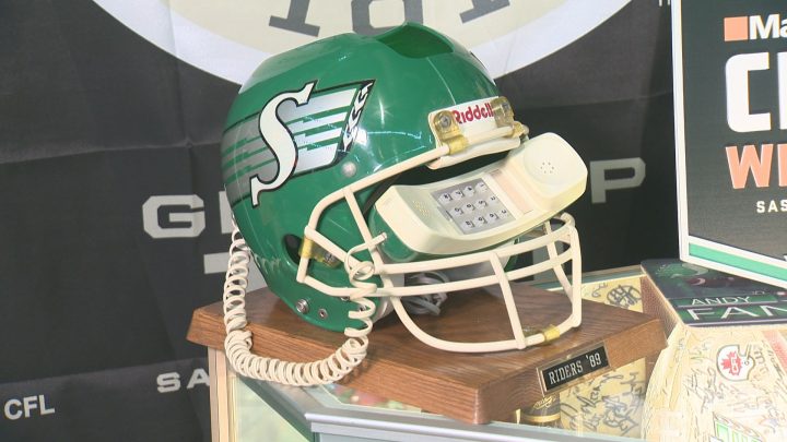 This vintage helmet phone didn’t have a permanent home yet, as it was a newly acquired item.