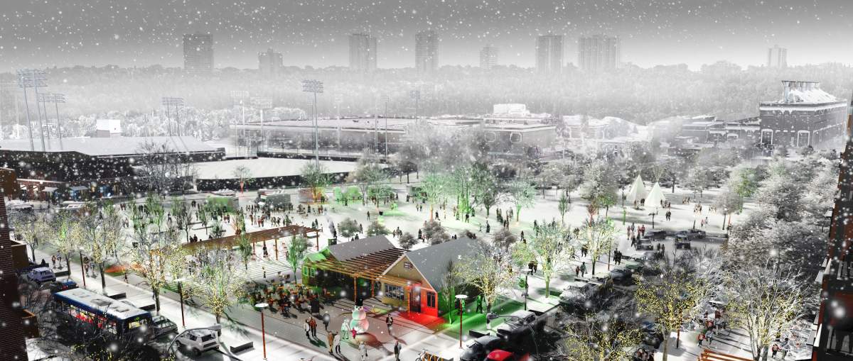 Rendering from the City of Edmonton’s River Crossing Project plan for the Rossdale area.