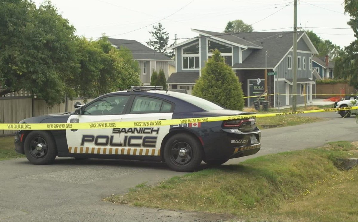 Police tape off a Saanich neighbourhood for reports of a suspicious death on Aug. 17, 2019.