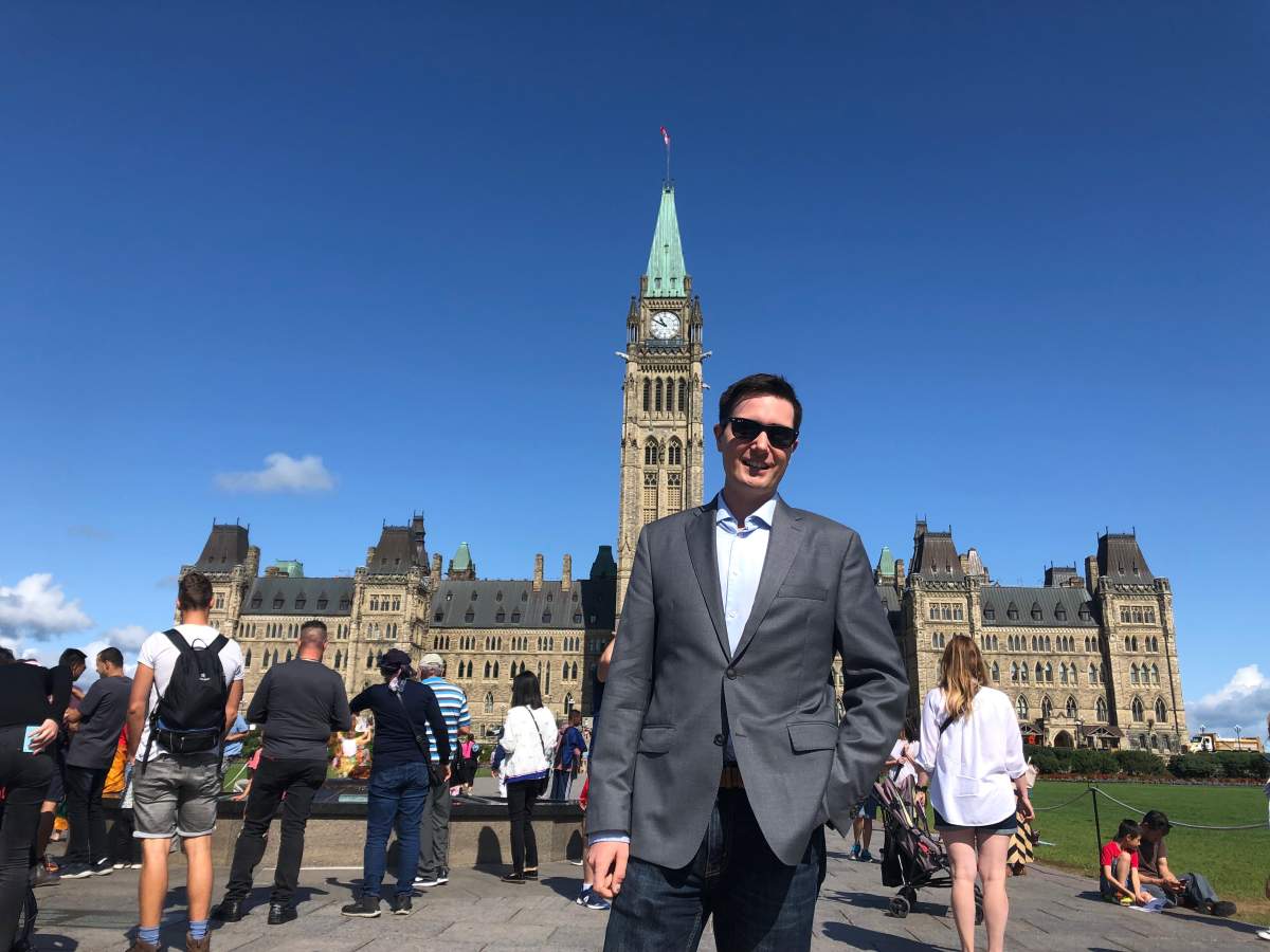 Scott Hayward, co-founder of RightNow, on Parliament Hill in Ottawa.