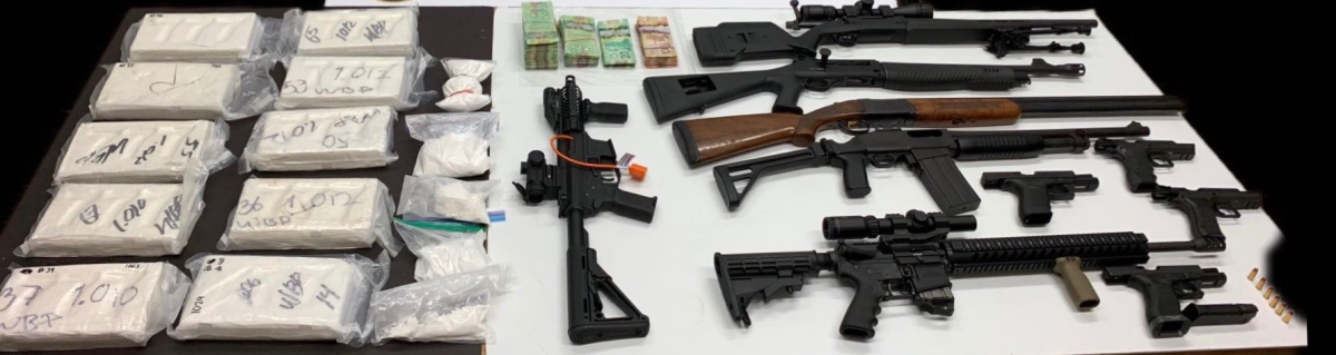 OPP say 12.5kg of cocaine, 12.2kg of cannabis, 640 grams of shatter, 1400 packages of cannabis edibles, fentanyl patches, 2000 methamphetamine tablets, 11 firearms and 700 rounds of ammunition, and $75,000 in cash were a part of the seizure from Project Skylark.