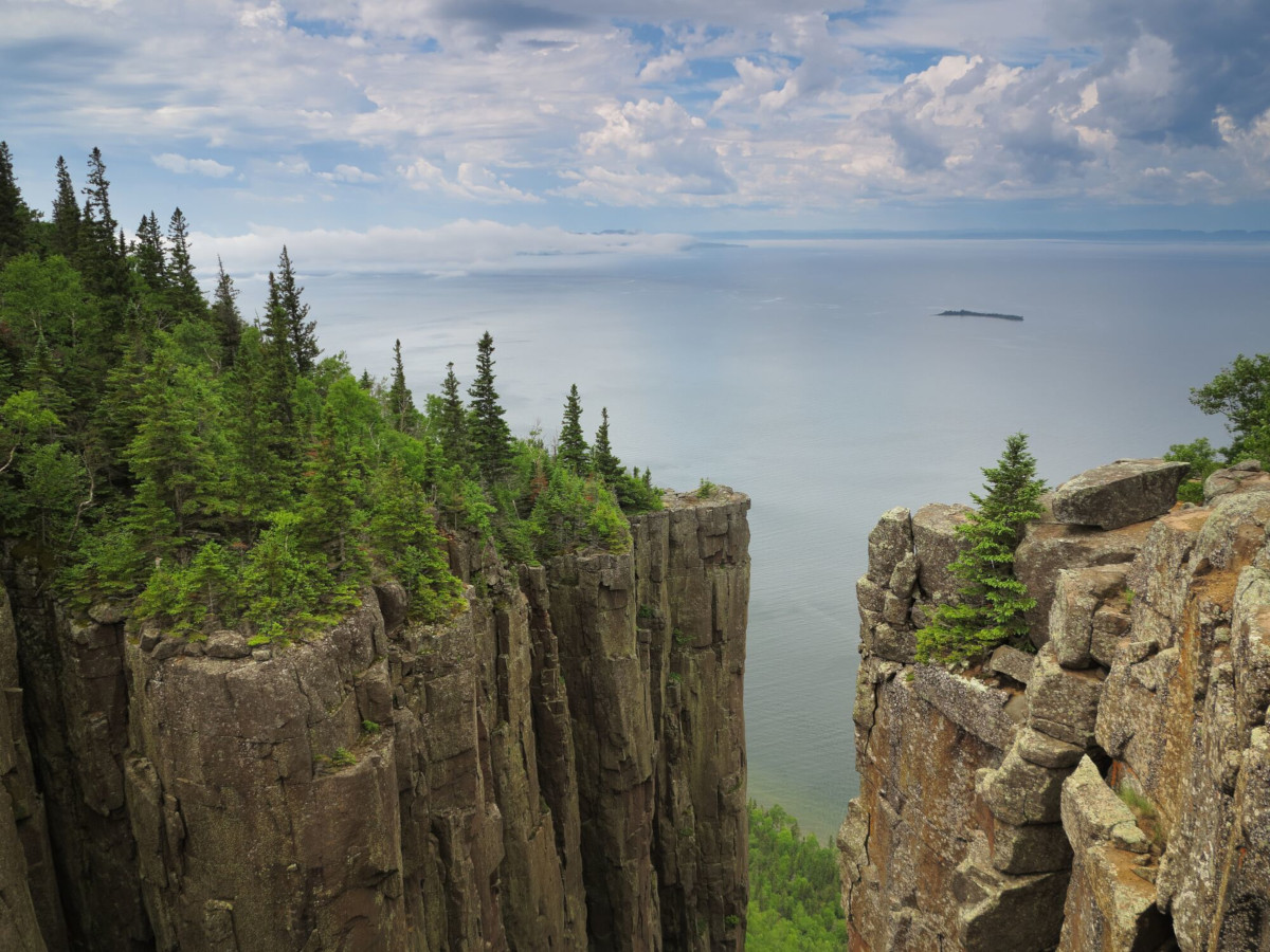 Overlooking Thunder Bay and Pie Island from “The Head of the Giant”, on Lake Superior.