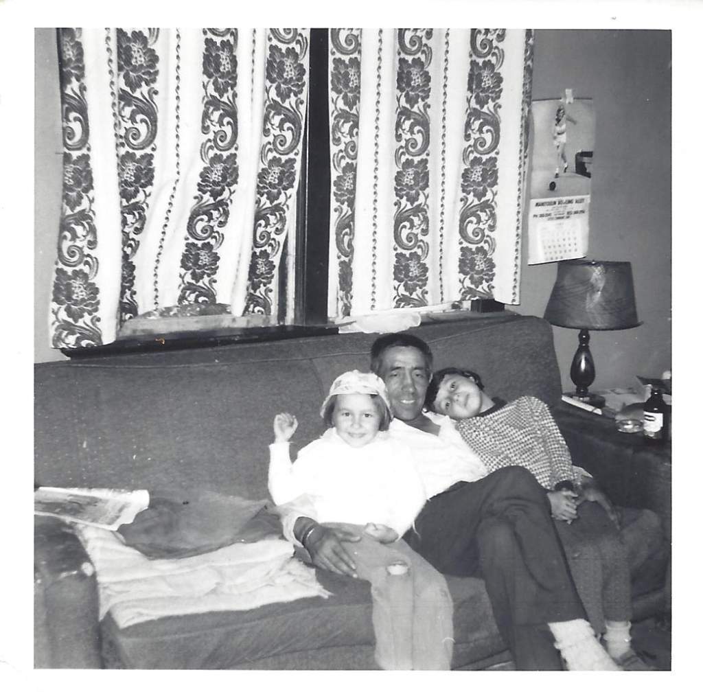 Sonya Cywink, right, with her father and her younger sister Stacey when they were children.