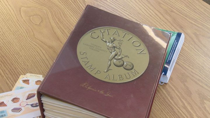 One of Janice Newman’s stamp albums.