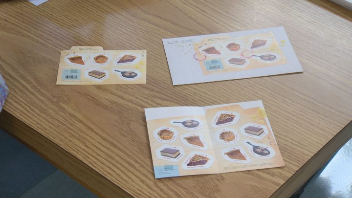 Newman’s collection of Canada Post’s “Sweet Canada” stamps.