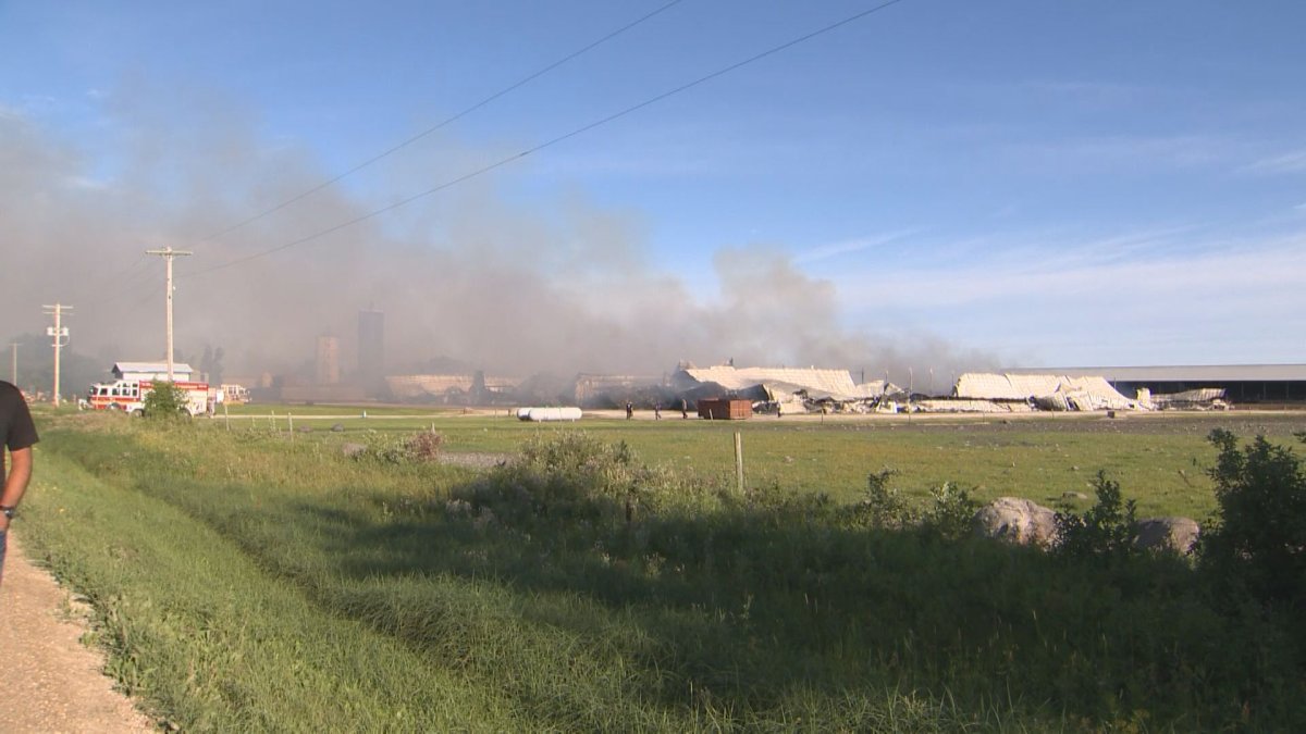 Firefighters were called to a fire at a dairy farm near Steinbach early Monday.
