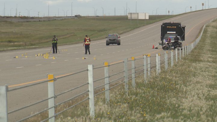 Police are investigating after a semi-truck hit a woman on Stoney Trail on Saturday, Aug. 24, 2019.