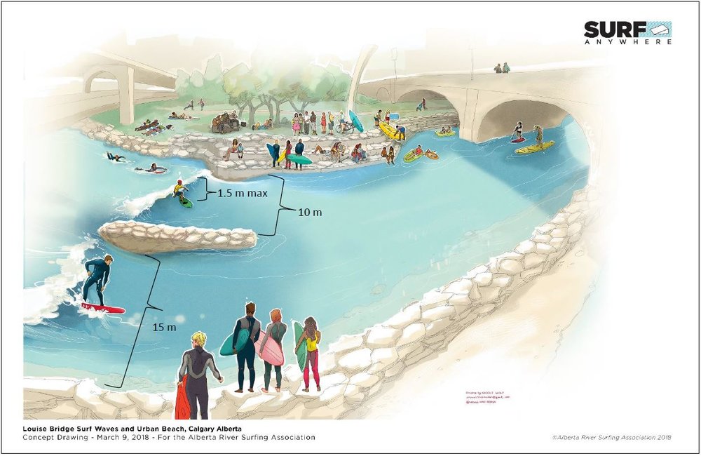 A rendering of the proposed urban beach design.