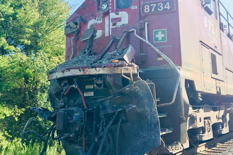 The engine of the train involved in Wednesday's collision.