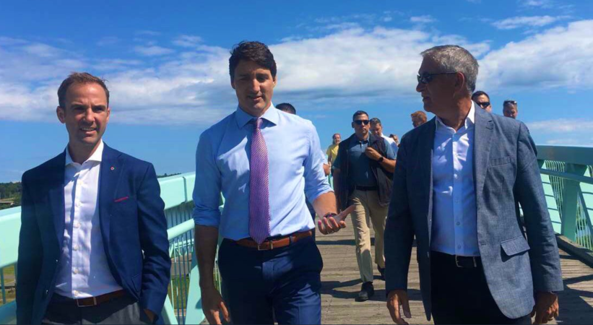 Justin Trudeau visits Fredericton, N.B., to make a flood protection funding announcement on Thursday, Aug. 15, 2019. 