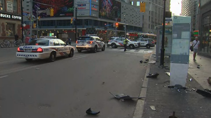 A photo of the debris left at Yonge and College streets following the crash.