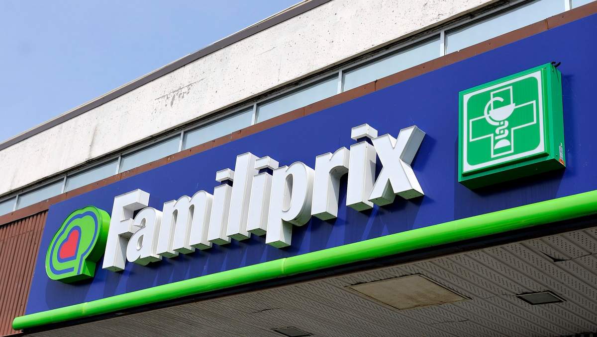 A Familiprix store logo, photographed in Montreal.