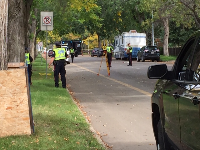 Edmonton police investigate after a woman was struck by a vehicle crossing 127 Street on Monday, Sept. 16, 2019.