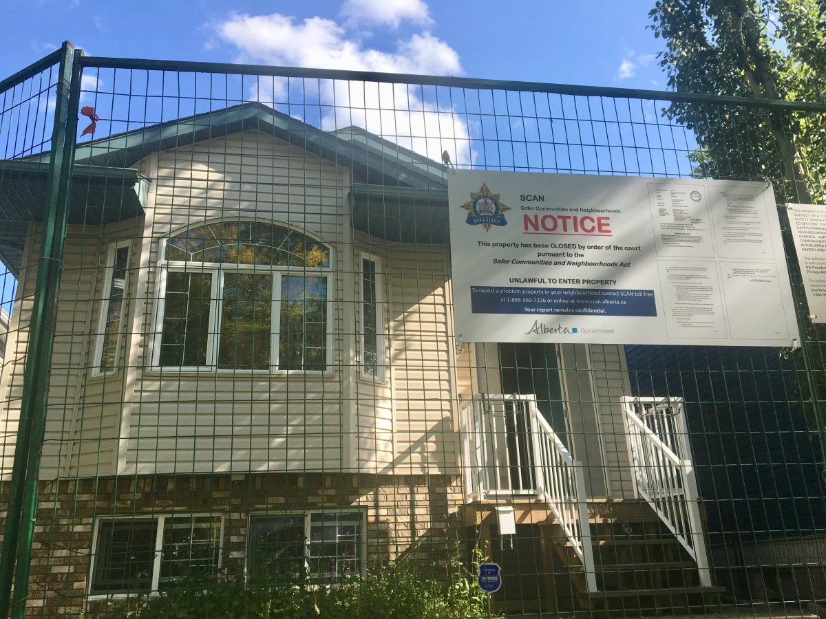 Investigators with the Safer Communities and Neighbourhoods (SCAN) unit of the Alberta Sheriffs obtained a court order closing the house at 12005 96 Street for 90 days and placing the property under conditions and supervision for two years after that. Sept. 19, 2019.