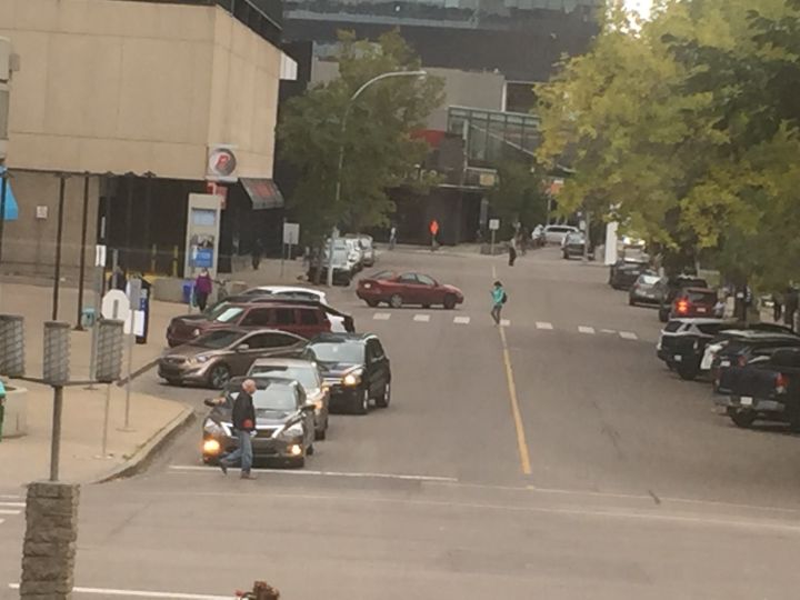 A view of 103 Avenue facing west to the Bell Tower and Edmonton Tower.