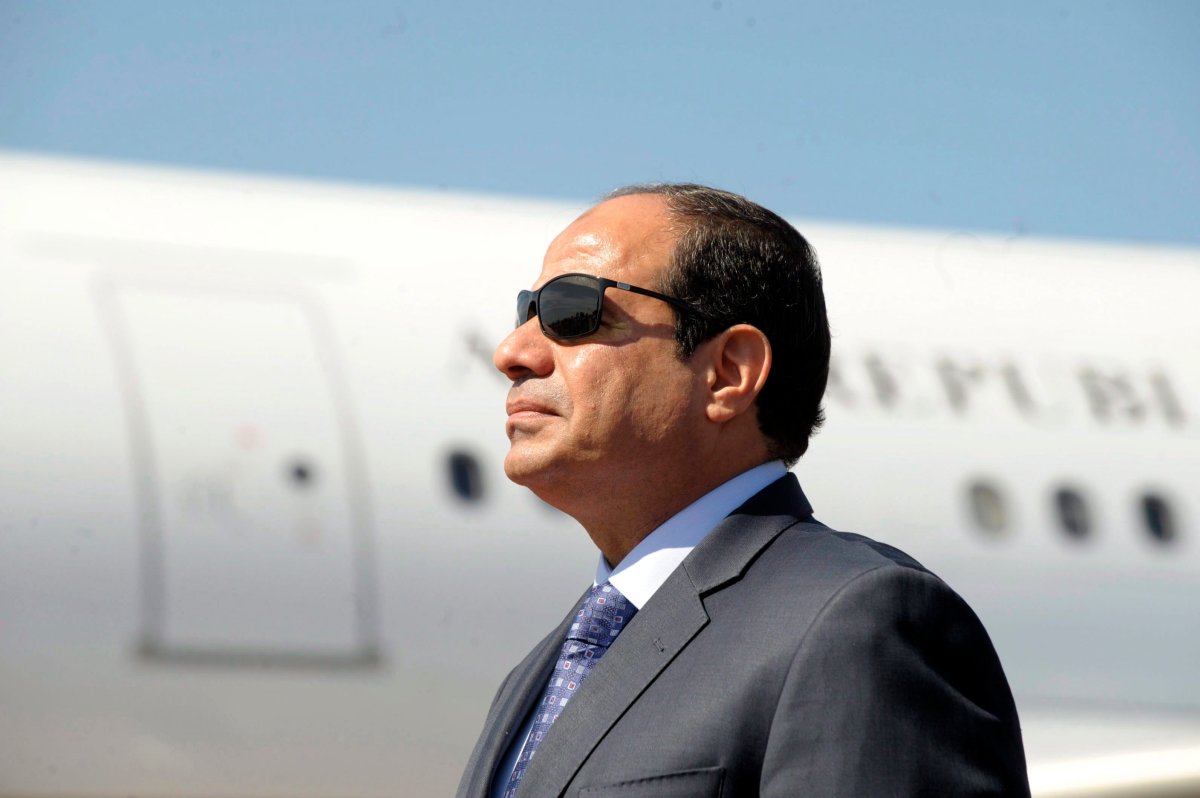 In this June 25, 2014, file photo, Egyptian President Abdel-Fattah el-Sissi stands at Algiers airport on his arrival to Algiers, Algeria.