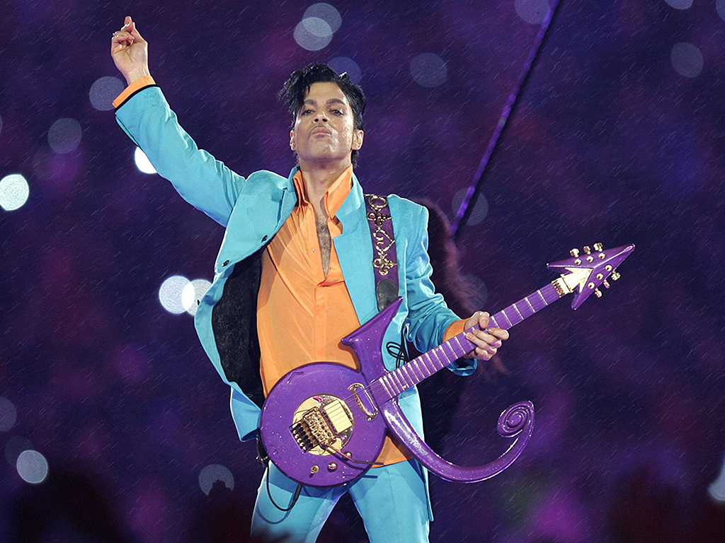 Prince performs during the halftime show at the Super Bowl XLI football game at Dolphin Stadium in Miami, Fla., in 2007.