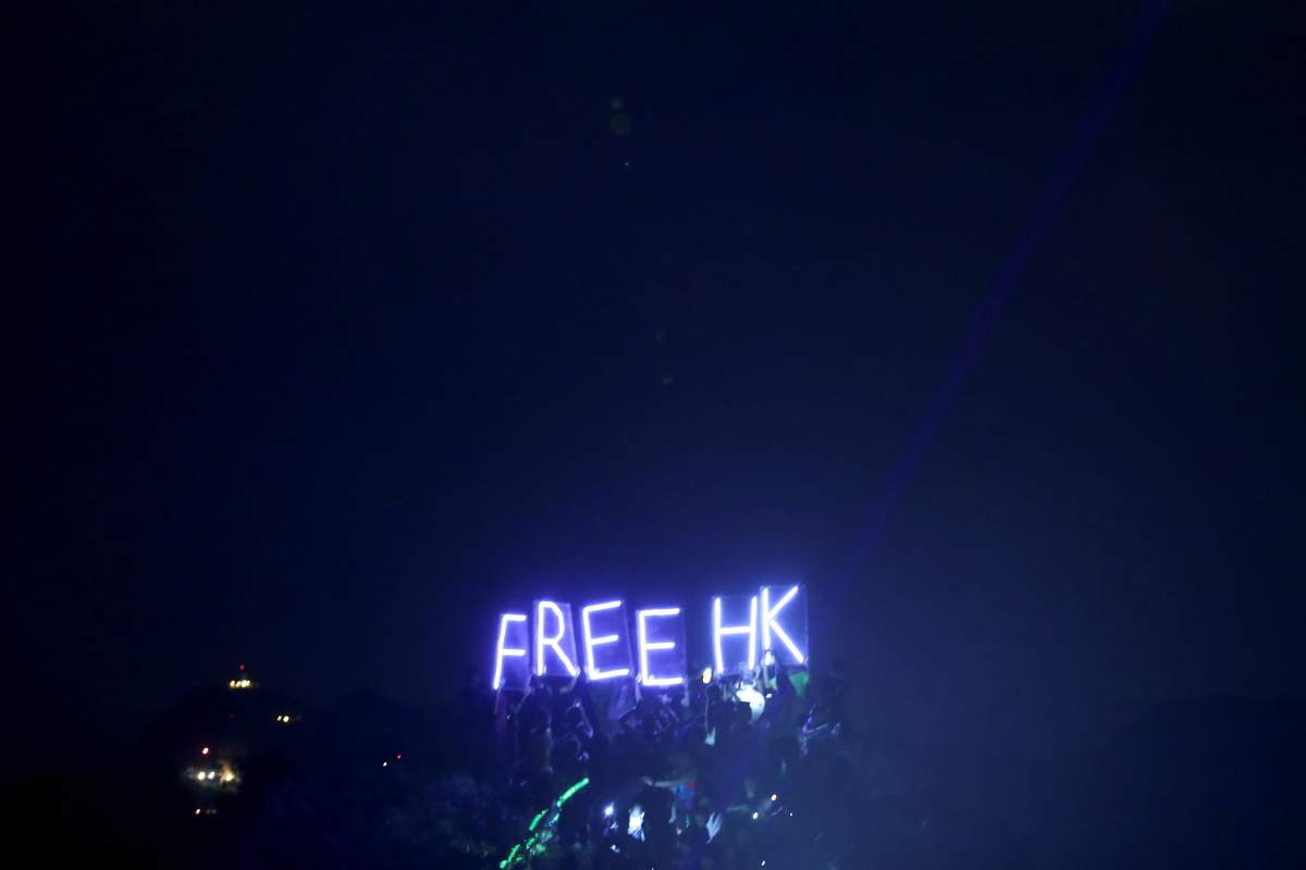 Anti-government protesters gather at Lion Rock, in Hong Kong, China September 13, 2019. 