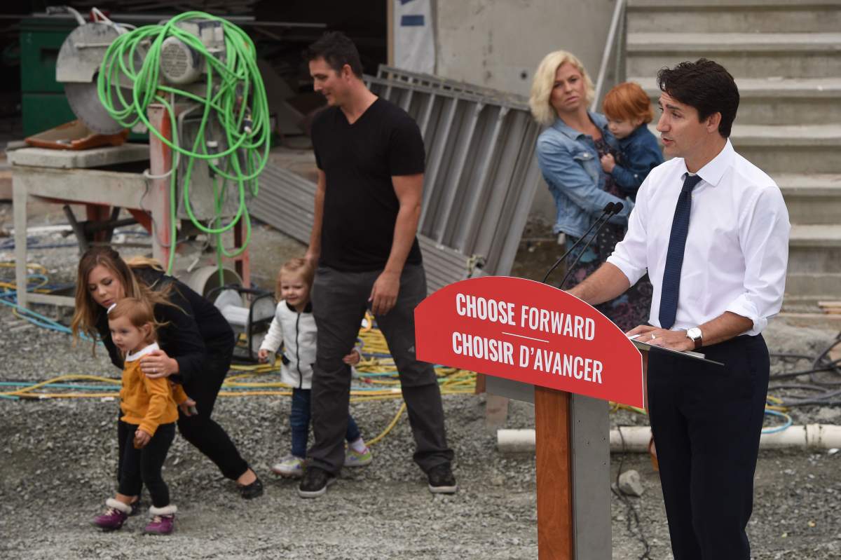 Liberal Leader Justin Trudeau promised a revamped version of a recently introduced federal incentive for first-time buyers during a campaign stop in Victoria on Thursday, Sept.12, 2019. 