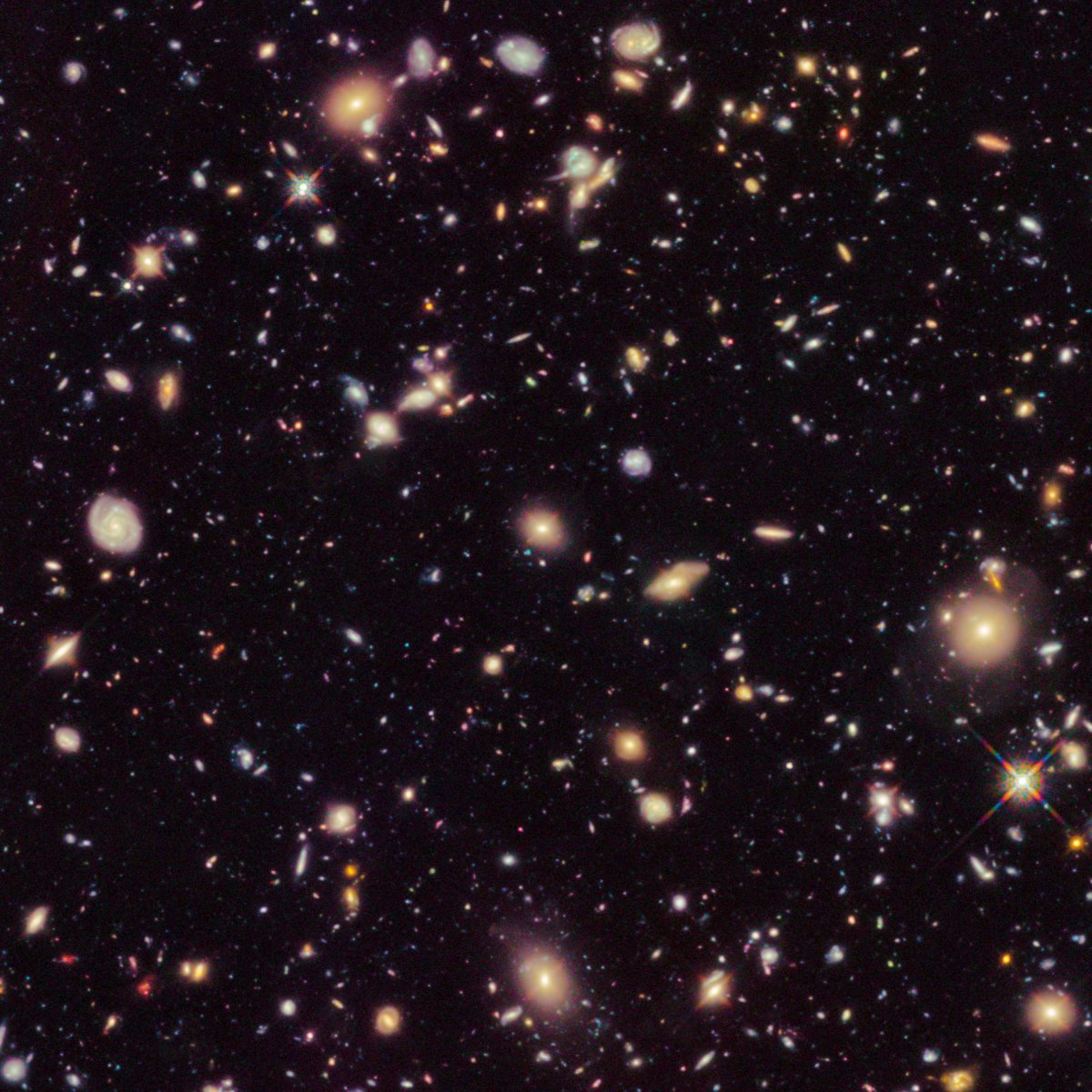 This image made available by the European Space agency shows galaxies in the Hubble Ultra Deep Field 2012, an improved version of the Hubble Ultra Deep Field image.