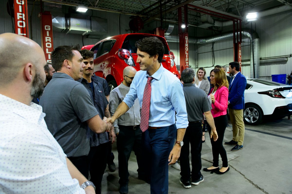 Liberal Leader Justin Trudeau makes a policy announcement and holds a media availability during a campaign stop in Trois-Rivieres, Que., on Friday, Sept. 13, 2019.