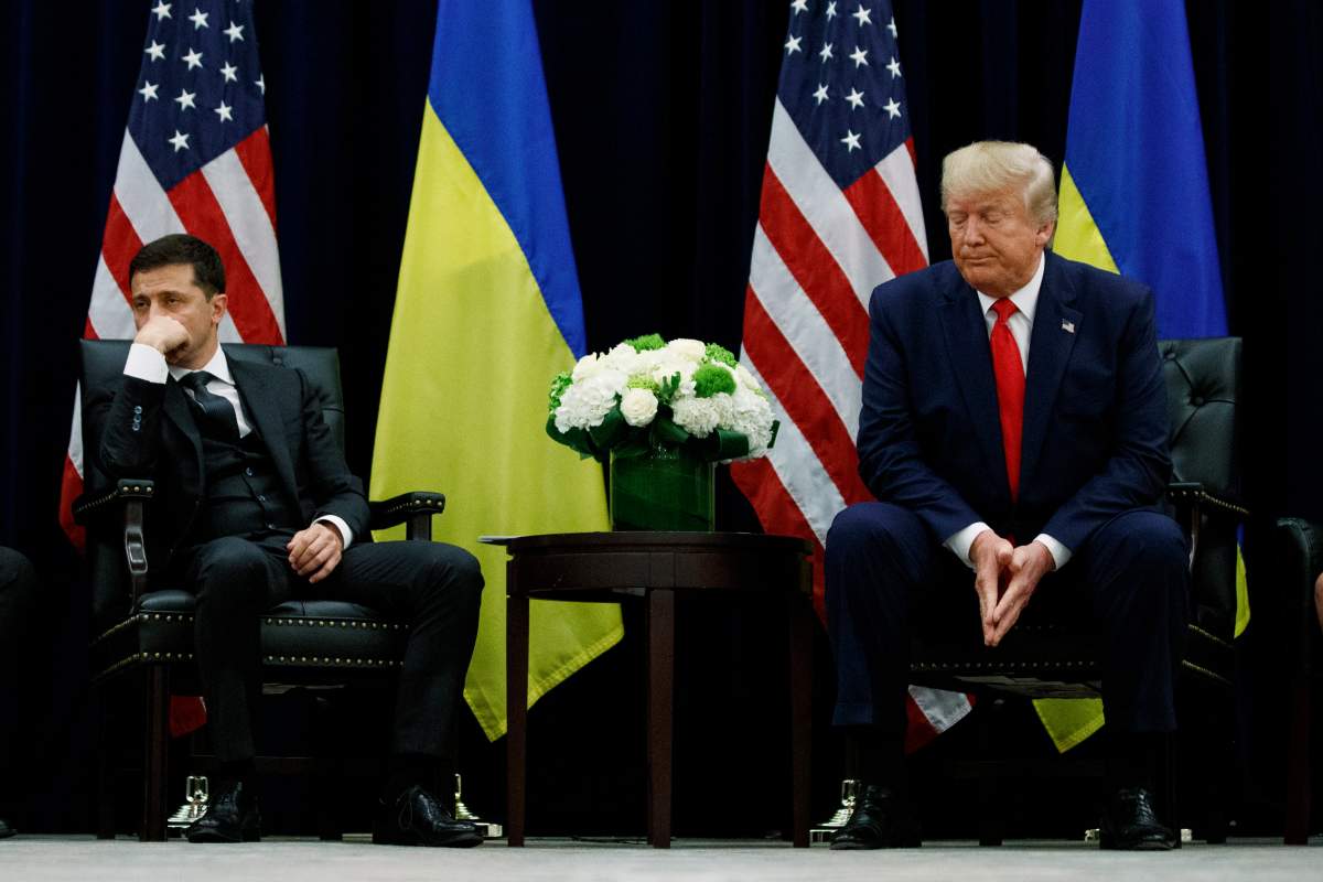 President Donald Trump meets with Ukrainian President Volodymyr Zelenskiy at the InterContinental Barclay New York hotel during the United Nations General Assembly, Wednesday, Sept. 25, 2019, in New York.