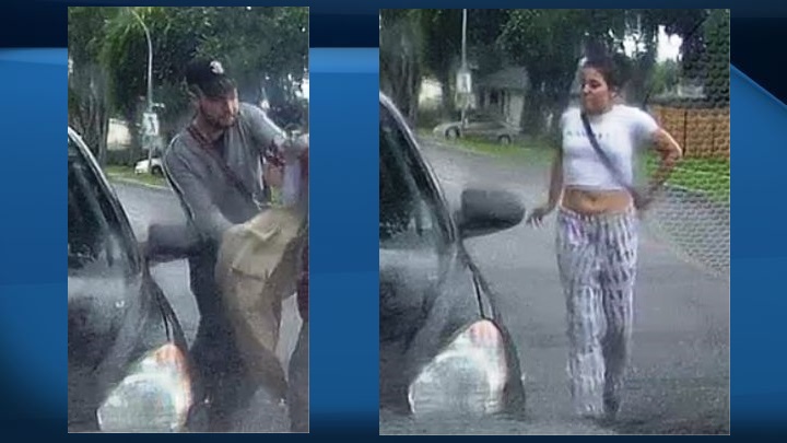 The Edmonton Police Service released surveillance images of two carjacking suspects on Tuesday in connection with a robbery that occurred on Aug. 30, 2019. 
