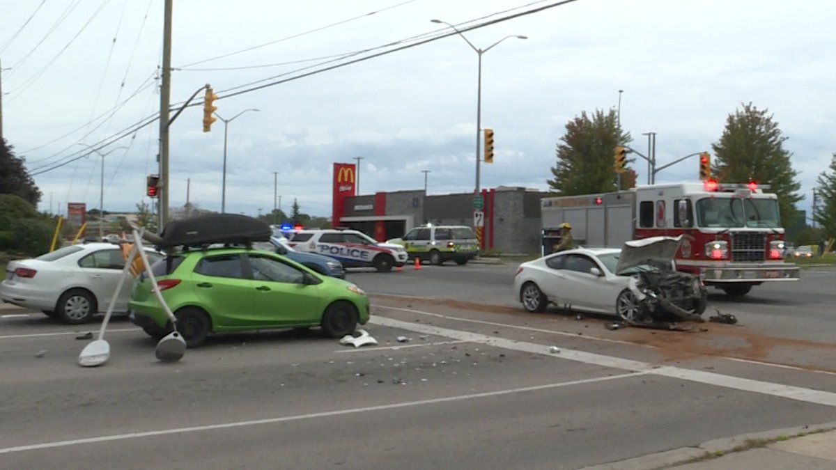 The crash happened at Princess Street and Sir John A. MacDonald Boulevard Sunday afternoon.