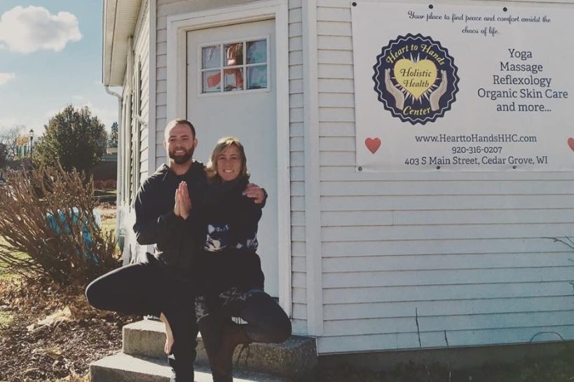 Brett Harmeling with his sister Kristy Finstad, who is believed to be among the victims of a deadly boat fire in southern California.