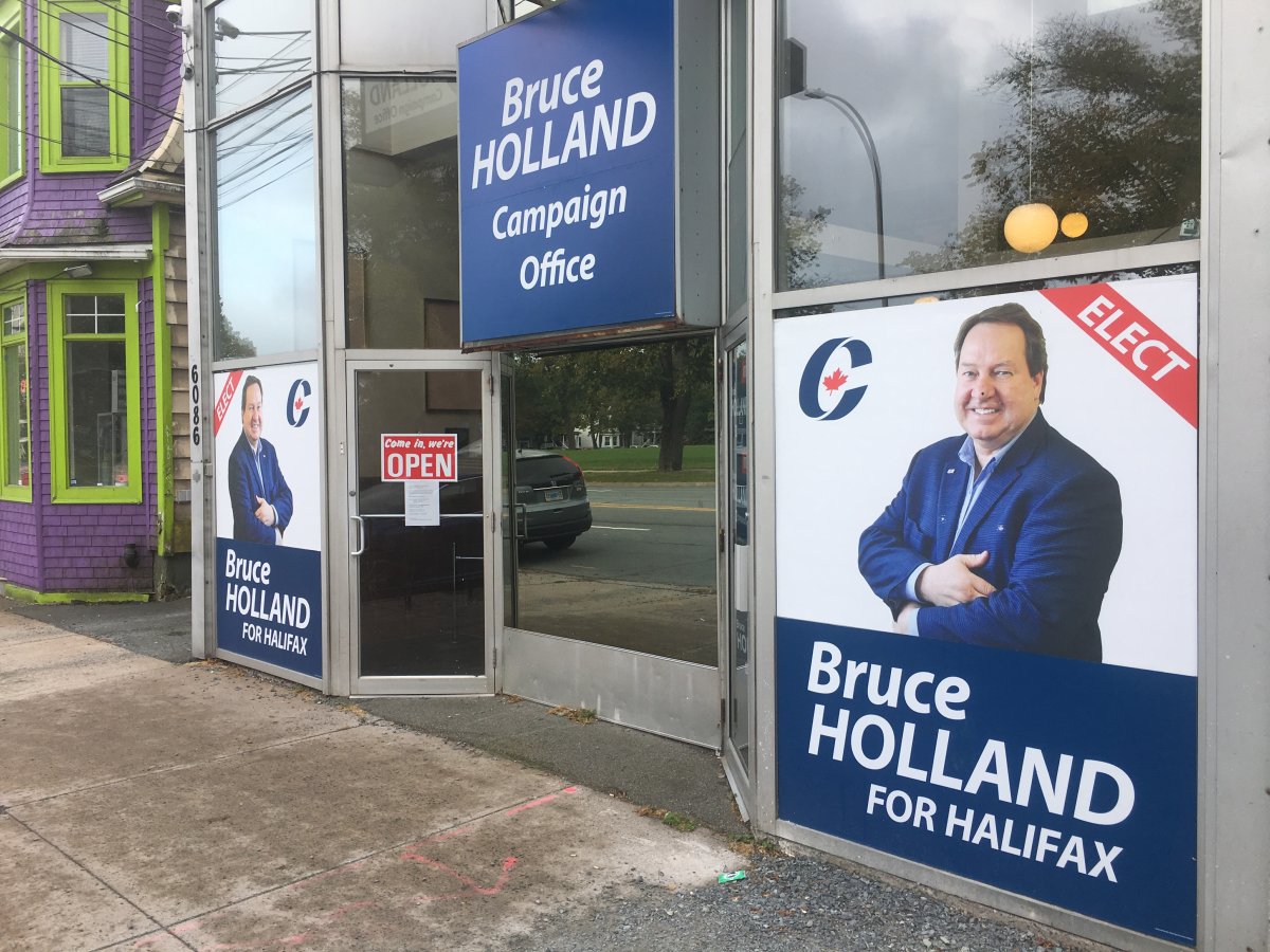 Headquarters for Conservative candidate Bruce Holland on Quinpool Road. 