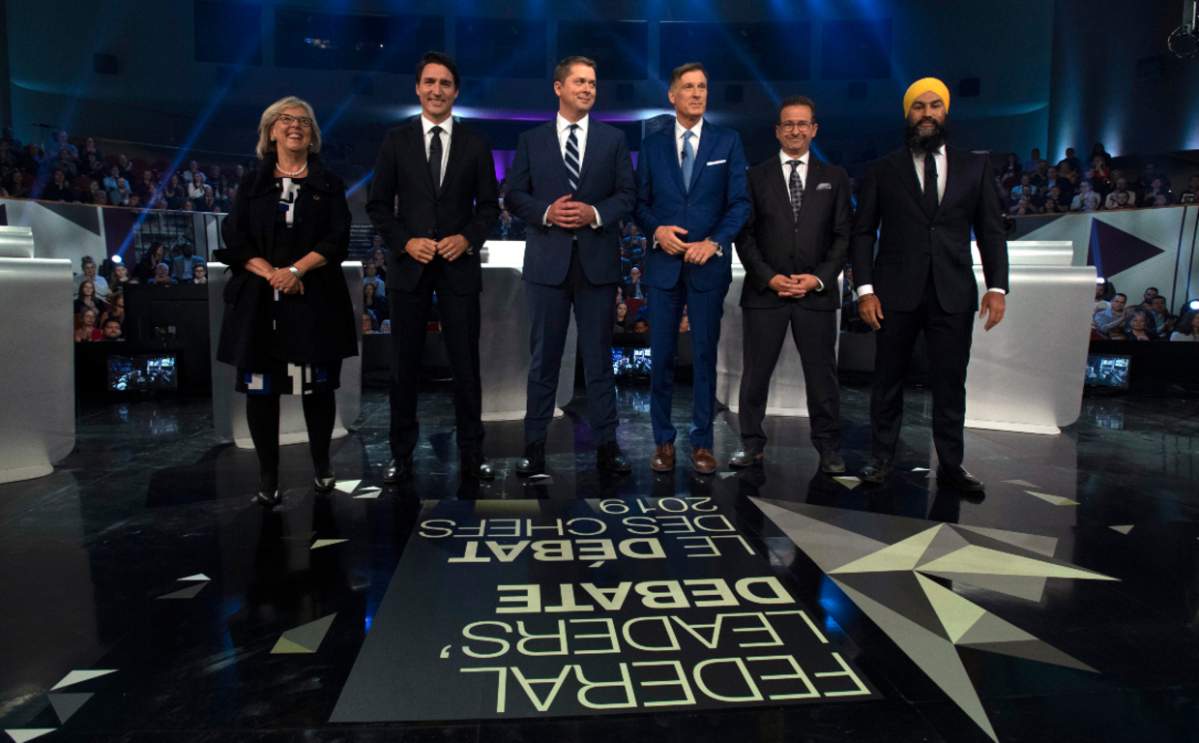The six Canadian party leaders posed for a photo prior to their English debate.