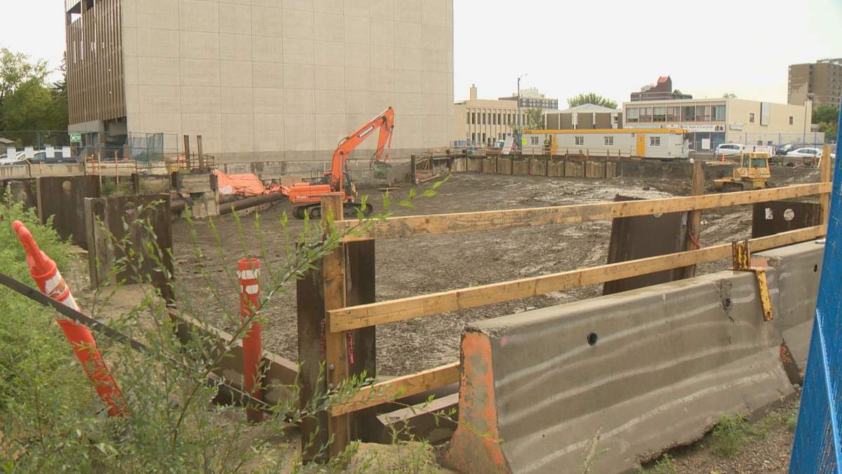 Work continues to fill the Captial Pointe hole. 