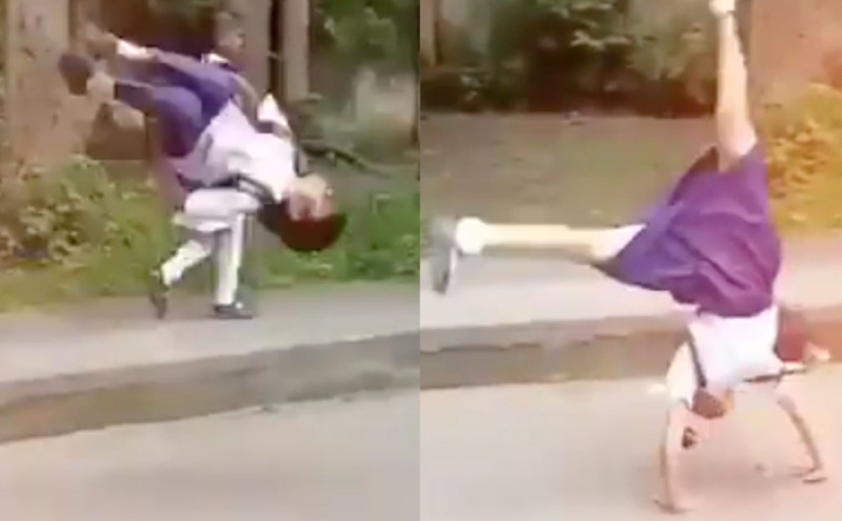 Two school kids showed off their cartwheels in a video that landed them a full-time gymnast scholarship.