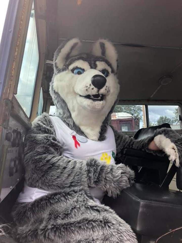 Chance” the husky mascot is shown in this file photo.